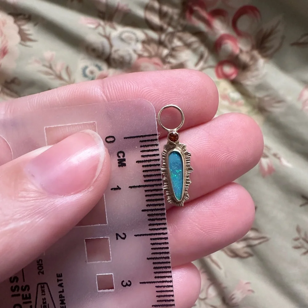 10k custom one of a kind opal and citrine hoop charms - Picture 10 of 11